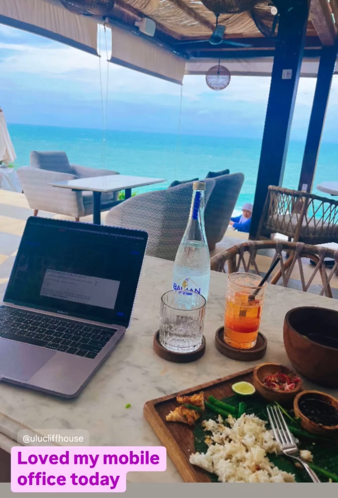working outside at ulu cliffhouse in Bali, Indonesia
