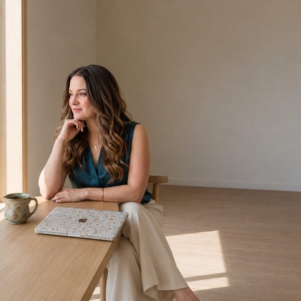 Marybeth Welty sitting by a sunlit window with her laptop closed and a mug beside her, thinking through where digital clutter hides in a business