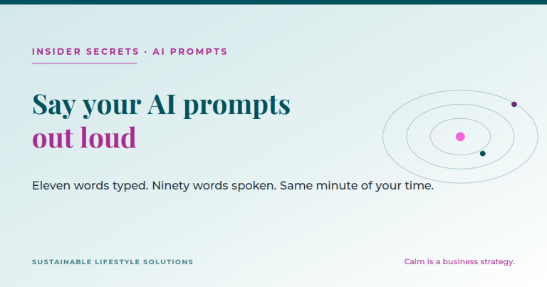 Branded title graphic reading Say your AI prompts out loud, introducing voice prompting as a way to give AI far more context in the same amount of time.